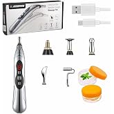 Acupuncture Massage Pen, Meridian Energy Electric Body Massager Acupuncture Pen with 5 Massage Heads,Rechargeable Model Elect