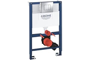 GROHE Rapid Sl 3-in-1 Set for Wall-Hung Toilet, 082 M, Wall Brackets, Skate Cosmopolitan Chrome Flush Plate 38773000