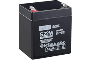 ‎ACCURAT Accurat AGM Batterie S22w - 12V, 5,5Ah, zyklenfest, wartungsfrei - VRLA Versorgungsbatterie, Blei Akku, Solarbatterie, Bootsbatterie für Wohnmobil, Wohnwagen, Camper, Bootsbatterie