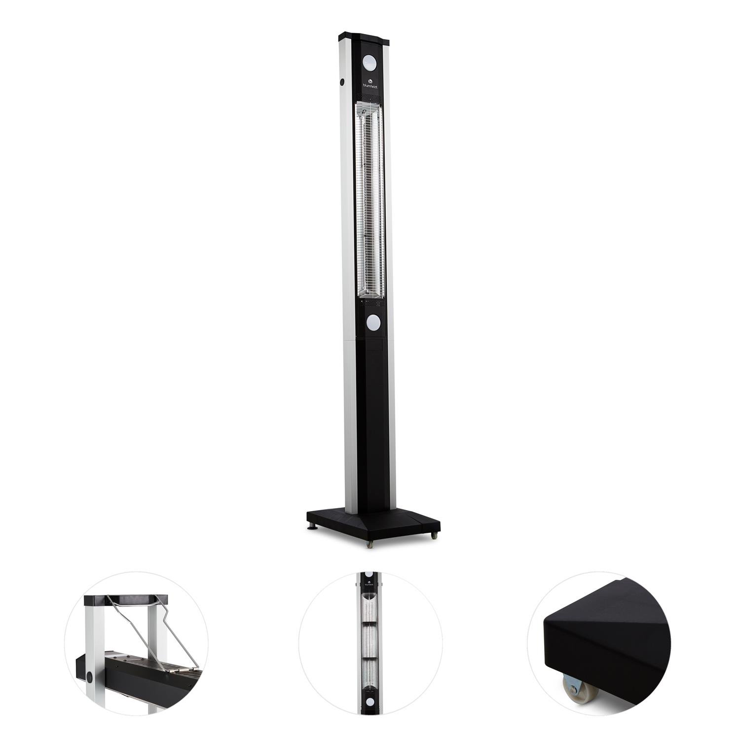 Blumfeldt Aspire Terrassenheizer, Terrassenheizstrahler, Standheizgerät, 1800 Watt, Carbon-Heizröhre, Schwenkarm, Kipp-Schutz, Fernbedienung – Bild 5