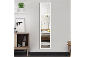 Beauty4U Full Length Wall Mirror 120 x 30 cm, Body Hanging Mirror for Dressing, Wall-Mounted Mirror with PS Frame-White