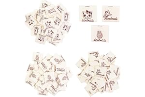 Pamtns 150 Pezzi Etichette Cucito Etichette in Tessuto Etichette a Mano Etichette Handmade da Cucire Etichette per Fai da Te Fatto a Mano Fatte a Mano Etichette Cucito Craft Fai da Te