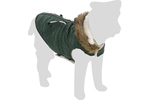 Flamingo Hundemantel Winter – Kimo Grün – XS 35cm – warm & modisch – Polyester – wasserabweisend – Fleece-Innenfutter – Kapuze – Klettverschluss – Geschirröffnung