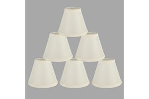 ONEPRE Cream Clip on Lamp Shades Light Shades Off White Candle Chandelier Lampshades for Ceiling Pendant Light, Set of 6