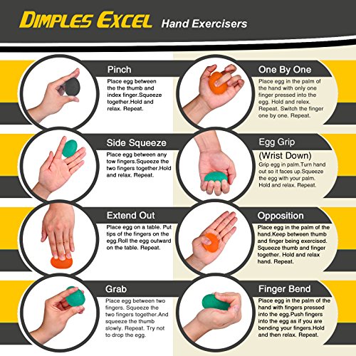 Dimples Excel 3 Stück Eiförmige Griffbälle Handtrainer Hand Training Egg Press Ball - 3