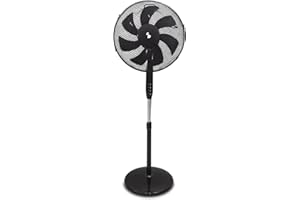 BEPER P206VEN120 Ventilateur sur pied 7 pales, 40 cm, oscillant, 3 vitesses, hauteur réglable jusqu'à 130 cm, base ronde stable, noir