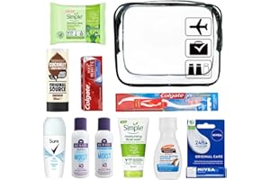PHELEAM Travel Toiletries Set for Women - Mini Toiletries Kit for Holidays, Hospital, Overnight Stays, Airport Security Approved Travel Size Toiletries And Clear Bag, Essential Personal Care Items