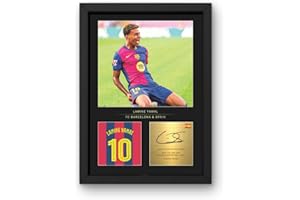 Win FC Lamine Yamal A4 Framed Photo Display - Reproduced Digital Signature- Gift for Barcelona Fans