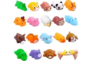 DTYDECLE 18pcs Mochi Squishy Toys, Mini Jungle Animals Squishies Soft Squeeze Fidget Toys Kawaii Stress Relief Toys for Boys Girls Birthday Party Favors
