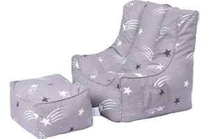 Ready Steady Bed Fauteuil Poire pour Enfants avec Pouf | Canapé pour Salle de Jeux avec sièges Souples et sécurisés pour Les Enfants | Fauteuil Ergonomique pour Les Tout-Petits | (Étoile filante)