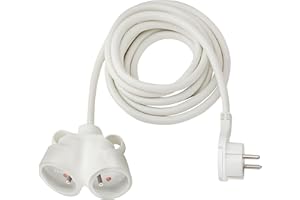 Brennenstuhl Rallonge 3m de câble avec fiche Plate et Prise Double (Utilisation en intérieur) 1161821223 Blanc