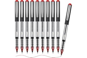 OFFCUP Flüssigtinte Rollerball Stift, 10 Stück Gelstifte Rot, 0,5 mm Tintenroller, Konusspitze aus Edelstahl, Tintenroller Set für Schreiben, Journaling, Notizbuch, Bürobedarf für Schule und Geschäft
