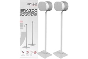 SOUND BASS ERA300 Supporto da Pavimento, Design in metallo di Alta Qualità, Supporto per Altoparlanti Compatibile con Sonos ERA 300, Accessori Inclusi, Gestione Cavi, Progettato nel Regno Unito, Bianco Doppio