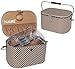Produktbild 3 in 1 _ XL - Nähkorb / Utensilienbox / Schmuckkasten - " braun / Cafe mit weißen Punkten " - incl. Name - mit extra Einsatz / herausnehmbaren Fach - groß - Nähkasten mit Metallhenkel - Beautycase / Schmuckkästchen - Nähkästchen / Handarbeitskorb - Utensilo - für Kinder & Erwachsene - Schmuck / Nähzubehör - Kasten / Box Utensilien - gepunktet
