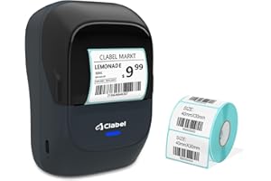 ‎CLABEL CLABEL Bluetooth Etikettendrucker Selbstklebend: 221B Mini Thermo Etikettiergerät Tragbar Barcode Beschriftungsgerät Selbstklebend Kompatibel mit iOS und Android für Adresse Zuhause Büro Preis(Blau)