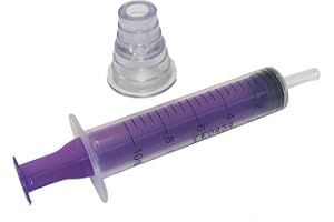 24 X 10ML QUALICARE ORAL ENTERNAL MEDICINE BABY ELDERLY DOSAGE NON-STERILE LATEX FREE DISPOSABLE PURPLE SYRINGES WITH BOTTLE ADAPTER