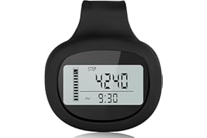 AQUOTA Contapassi 3D con clip e schermo LCD, cordino e custodia protettiva in silicone, contapassi con calorie, distanza, tempo e registrazione giornaliera per uomini, donne e bambini