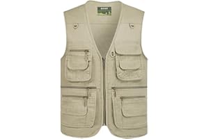 TIMWEEN Herren Outdoor Casual Weste mit Vielen Taschen, Herren Sommer Multifunktions Ärmellos Baumwolle Weste Geeignet für Angeln Camping Jagd Fotografie Wandern
