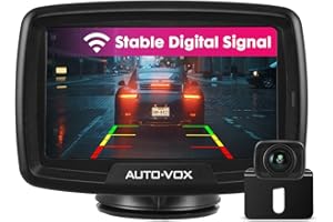 Auto-Vox CS2 Camera de Recul sans Fil: Camera de Recul Numérique avec Écran De 4,3", Facile à Installer, Caméra de Recul de Voiture à Vision Nocturne pour Camions, SUV, Fourgonnettes et Remorques