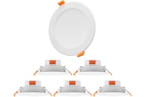 ENUOTEK Lampes Plafonnier Spot LED Encastrable pour Plafond Blanc Extra Plat 12W Dimmable 4 Pouces Couleur Eclairage Ajustable 220V-240V Diamètre de Trou 110-135MM Lot de 6 de