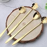 PURAM Golden Spoon Set/Coffee Spoon/Dessert Spoons/Cutlery Kitchen Tableware/Stainless Steel Gold Different Shape Coffee Spoo