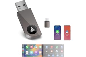 Hexinex Adaptador Inalámbrico 2 en 1 para Apple CarPlay y Android Auto, Plug & Play, USB C/A, Compatible con iOS 10+/Android 11+, Adecuado para vehículos Que Funcionan con CarPlay/Android Auto