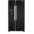 Hisense RS694N4IBE Freestanding Side-by-Side Door American Fridge Freezer 562L 91 x 178.65 x 74.3 cm (W x H x D), Black, Varnished Door, E rated