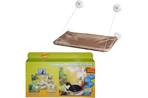 MUJGAN Cat Bed Window, Cat Window Hammock Window Perch, Safety Cat Shelves Space Saving Window Mounted Cat Seat for Large.Medium,Small Cats (Premium Set), Beige
