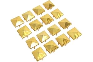WedDecor 100pcs Square Pyramid Rivets 8mm Gold Punk Nail Head Studs Four-Jaw Studs Spikes Metal Leather Rivets for Decorating Belts, Bags, Shoes, Leathercrafts, Punk & Goth Fashion Accessories