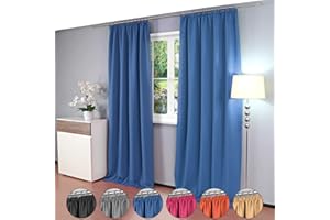 Gräfenstayn 2 pezzi Alana - tenda termica Tenda Blackout con nastro adesivo universale 135 x 245 cm - DOPPIA PACCHETTO - molti colori attraenti - tenda molte altre camere (Azzurro)