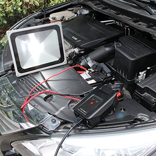 POTEK 300W Convertisseur Transformateur de Tension 12V à 220V Chargeur pour Voiture Camping-car Prise-EU(1 câble d'allume cigare+1 câble de démarrage offre)