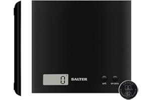 Salter 1066 BKDR15 Elektroniczna waga kuchenna Arc z platforma ABS, precyzyjne wazenie, smukla konstrukcja ulatwiajaca przechowywanie, wyswietlacz LCD, funkcja tarowania do wazenia wielu skladników