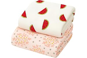 Organic Cotton Muslin Pack of 2 Baby Bath Towel Cotton Cloth Premium Baby Washable, Reusable, Absorbent, Extra Soft 120 X 120 Cm_ Leaf Dot & Watermelon