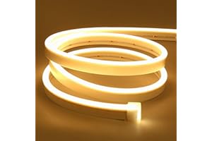 ‎LAMOMO Lamomo LED Strip 2M, Warmweiss 12V Dimmbar Neon LED Streifen, Wasserdicht 3000K LED Lichtband, Led Leiste Silikon DIY Flexibel Lichtleiste mit Netzteil und Controller für Innen Aussenbereich Deko