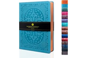 Victoria's Journals Tagebuch, Kunstleder, Vintage, Hardcover, liniertes Notizbuch, altmodisches Reisetagebuch, A5, Größe 14,5 x 20,5 cm, Hellblau