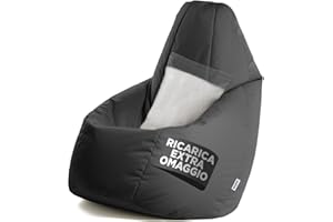 Avalon - Pouf Poltrona Sacco Grande L Jive, Puffo per Sedersi Ergonomico, Pouf a Sacco in Tessuto Antistrappo e Impermeabile, Comoda Poltrona a Sacco Moderna, Made in Italy(80x80x125cm-Nero)