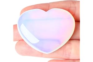 XIANNVXI 45mm 1.8" Opal Crystal Heart Stone Natural Crystal Gemstone Polished Love Puff Palm Massage Stone Reiki Crystal