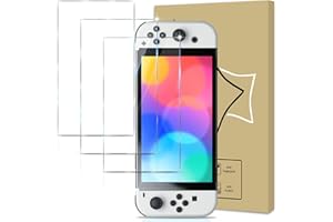 GiiYoon-3 Piezas Protector de Pantalla para Nintendo Switch Oled Modelo 2021 Cristal Templado,[Sin Burbujas] [Cobertura Completa] [9H Dureza] Vidrio Templado HD Protector Pantalla para Switch Oled