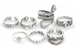 Shining Diva Fashion Latest Stylish Metal Boho Midi Finger Rings for Women and Girls - Set of 7 (14233r), Silver