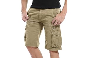 Kuson Hommes Shorts Bermudas Cargo Outdoor Coton Casual Lâche avec Poche