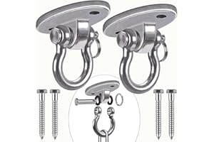BeneLabel 2pcs Swing Hanger, Hammock Chair Ceiling Hook Swivel Mounting Bracket for Wood/Concrete (No Hardware Included) Yoga Rope/Aerial Hoop/Punching Bag Suspension Kit, 1000lbs