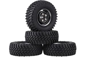 KEEDA 100 mm 1,9 pulgadas ruedas de metal llanta y neumáticos de goma para 1:10 RC Rock Crawler Auto Axial SCX10 RC4WD D90 accesorios teledirigidos, negro
