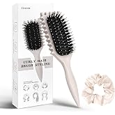 Curly Hair Brush Aprikose,Lockenbürste mit 1 Scrunchies,Bürste für Locken zum Kämmen und Formen,1 Stück Haus Dekoration