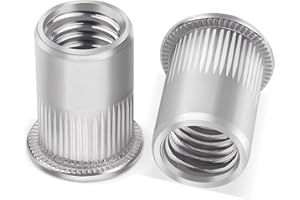 Pack of 10 Rivet Nuts, M12, Leryati Sleeve Nuts, Stainless Steel A2 V2A Threaded Rivets, Round Flat Head Thread Rivet Nutsert Rivet Nuts, Attachment Rivet Nuts Set, Used for Metal Plates, Pipes etc.