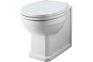 Balterley Traditional Back to Wall Toilet, Round Front Back to Wall Toilet Unit, Space Saving Toilets for Bathroom, Easy to Clean BTW Toilets for Bathrooms - 520mm x 360mm x 400mm (Ceramic White)