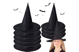 McNory Sombrero de bruja negro de Halloween de 8 piezas, Accesorios de Disfraz de Bruja de Halloween Sombrero de Mago Mágico de Fiesta de Halloween, para fiestas de Halloween y fiestas de carnaval.