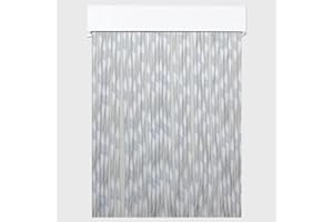 Cortinas Exterior Puerta de Cordon Arae | Material Plastico PVC y Barra Aluminio | Ideal para Terraza y Porche | Antimoscas | Blanco | 210 * 120