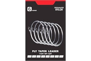 Raprance Pre-Tied Loop Tapered Leader Fly Fishing Leader 6 Pack, 7.5FT, 9FT,Nylon Clear Fly Line Leader 3X 4X 5X 6X