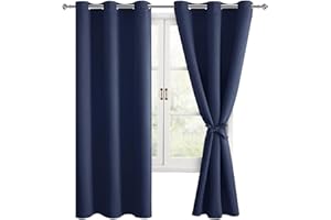 Hiasan Verdunklungsvorhänge Gardinen mit Ösen,Dunkelblau Blickdicht Vorhänge,2 Stück,117 x 137 cm (Breite x Höhe),weiche Schiebevorhänge für Schlafzimmer,Wohnzimmer usw.