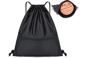 AMACOAM Plecak do piłki nożnej, regulowany, ze ściągaczem, plecak na siłownię, ze ściągaczem, torba sportowa do piłki nożnej, duża pojemność, wodoszczelny worek gimnastyczny, torba do piłki nożnej, dla